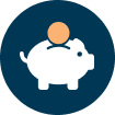 Piggybank icon on dark navy background