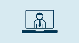 Video meeting on laptop icon