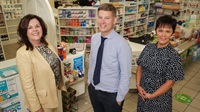 Derrylin Pharmacy Pictured at McGovern’s Pharmacy in Derrylin are Caroline O’Hagan, Senior Business Manager at Danske Bank, Oonagh Murtagh, Head of South Business Centre at Danske Bank, and Neil McConnell from Pillbox Pharmacy.